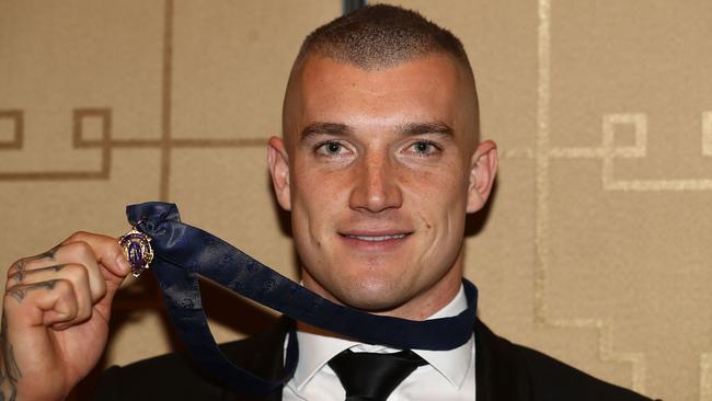 Dustin Martin with the 2017 Brownlow Medal. Picture: Scott Barbour/Getty Images.