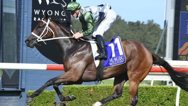 Chris Waller’s super filly She's All Class wins Wyong the Magic Millions. Picture: Steve Hart Photographics