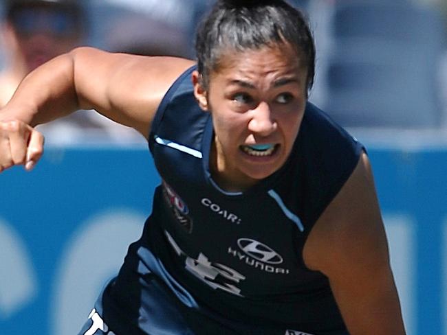 AFLW Carlton v Western Bulldogs Darcy Vescio kicks a goal Third term  Picture:Wayne Ludbey