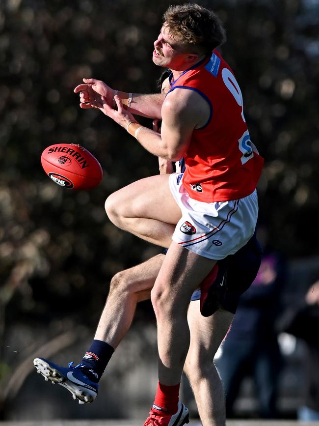 Dayne Kellett flies for Mernda. Picture: Andy Brownbill