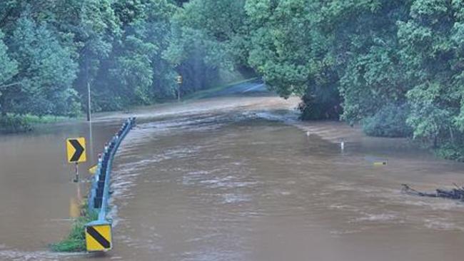 Pottsville Rd flooded quickly with more than 100mm rain overnight. Picture: Tweed Shire Council