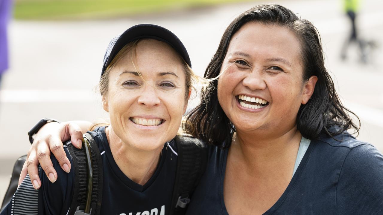 Serena Dwyer (left) and Rose Rogers after Run the Range Milne Bay Challenge hosted by Toowoomba Metropolitan Rotary Club, Sunday, May 7, 2023. Picture: Kevin Farmer