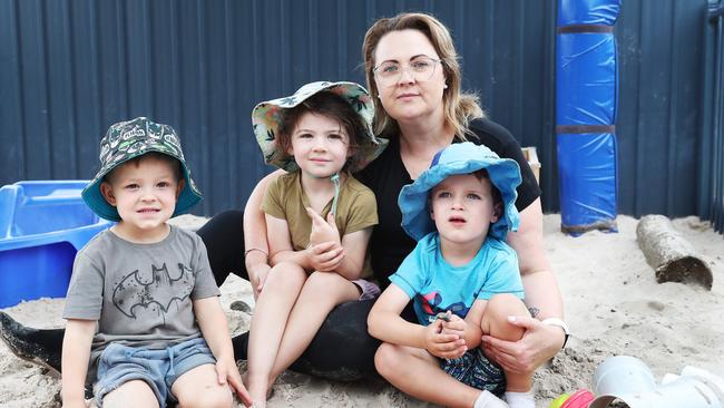 Cambridge Road Play & Learn Centre director Jackie Huges director of the centre with children Jackson Zanlorenzi, 3, Sophie Pretty, 4, and Henry Tyrrell, 3. Picture: Nikki Davis-Jones