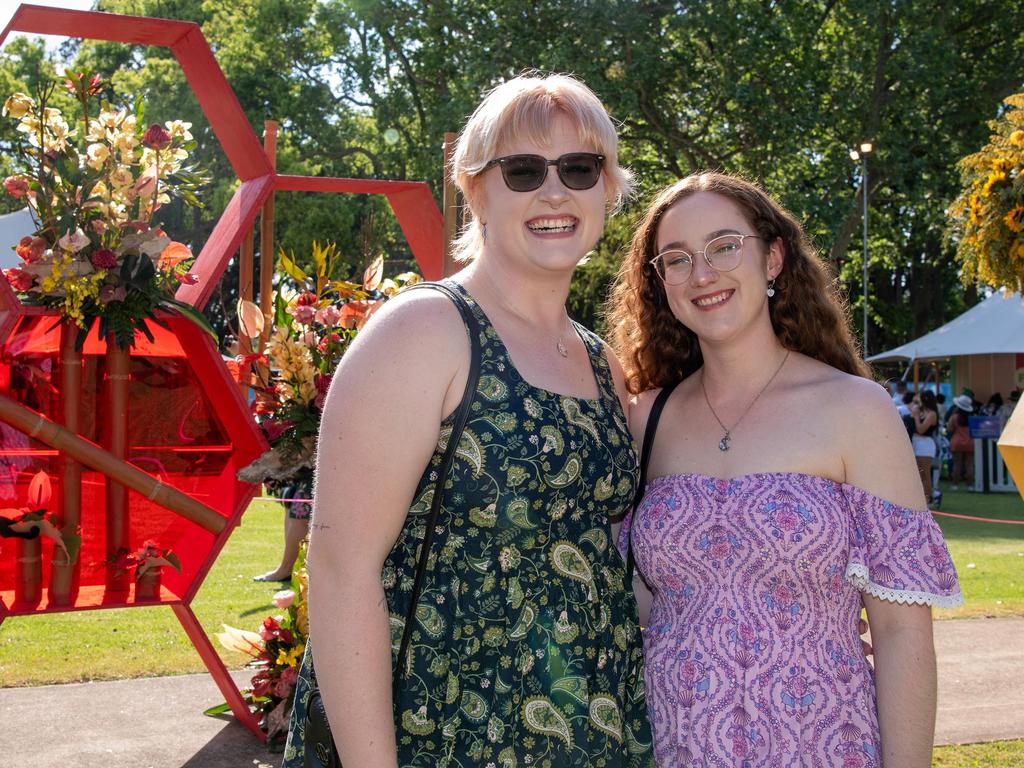 Hayleigh Roberts (left) and Chloe Gill at the Toowoomba Carnival of Flowers Festival of Food and Wine, Sunday, September 15, 2024. Picture: Bev Lacey