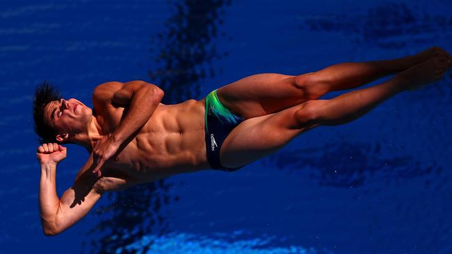 Matthew Carter of Australia competes in the men's 1m springboard preliminaries. Photo: Getty Images