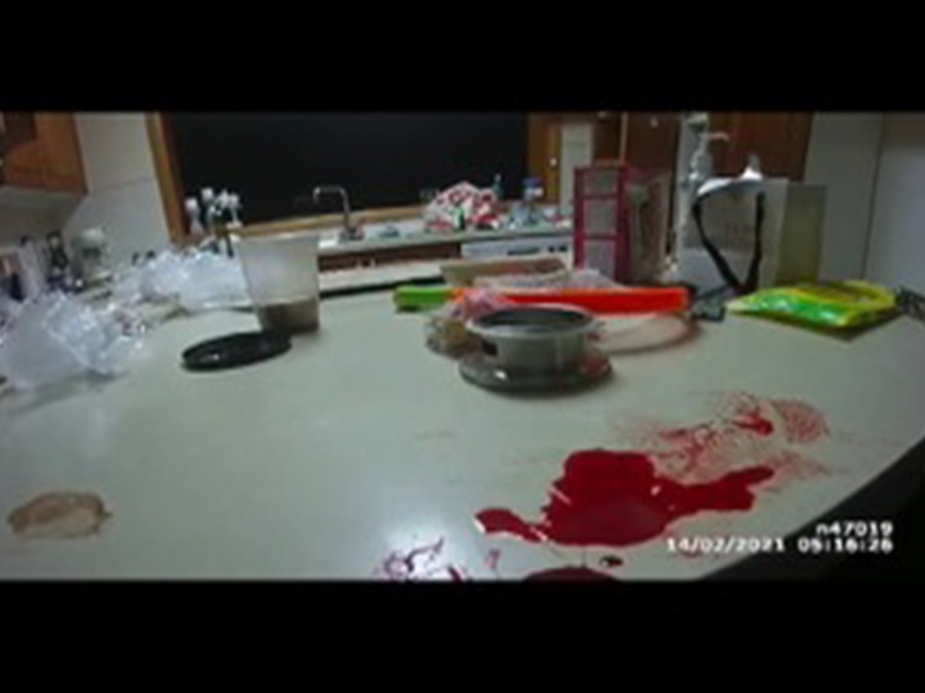 Pools of blood inside Michael Lichaa’s house after a heated argument in February 2021. Picture: Supplied.
