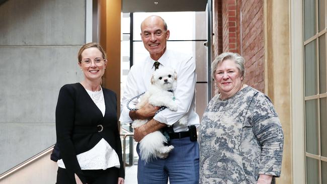 Minister Guy Barnett with dog Casper and L-R Alex Garrott member of RSPCA Tasmania's Board and Jan Davis CEO RSPCA Tasmania. Minister Guy Barnett in relation to animal welfare. Picture: Nikki Davis-Jones