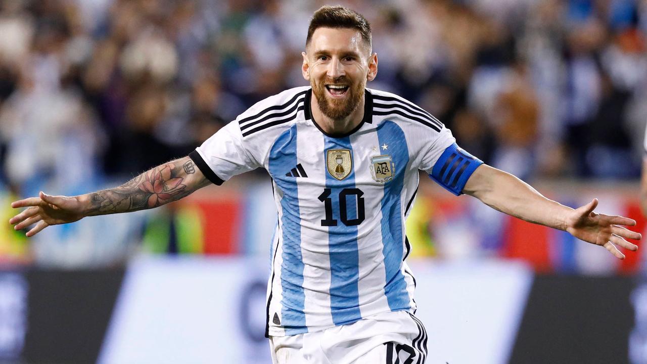 Messi celebrates a goal last month.