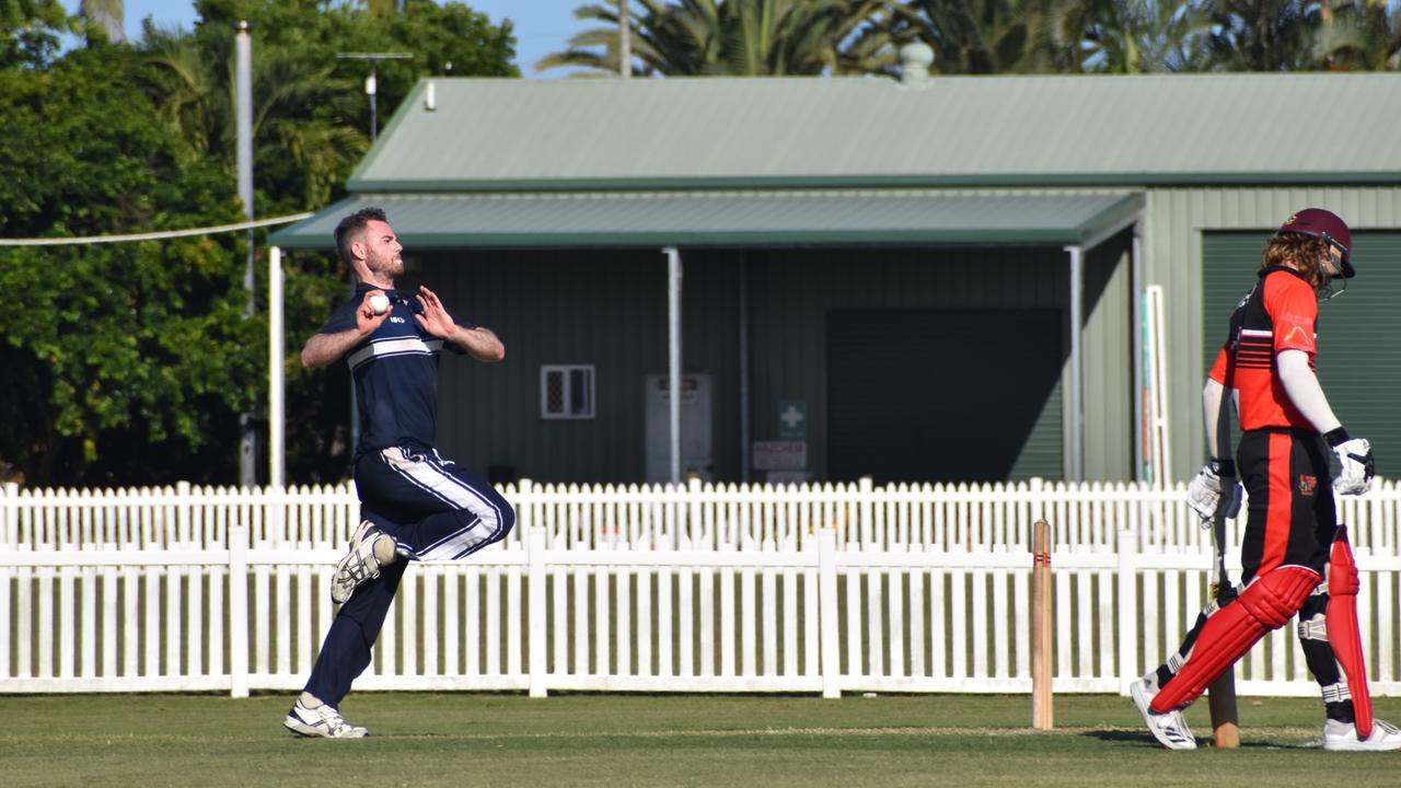 Matthew Wicks bowling for the Brothers Cricket Club against Norths Cricket Club in the Mackay Cricket Association, January 15, 2022