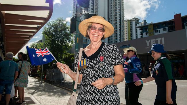 Christine Gleeson as Thousands of Territorians lined the streets to show their respects for the Anzac Day parade. Picture: Pema Tamang Pakhrin