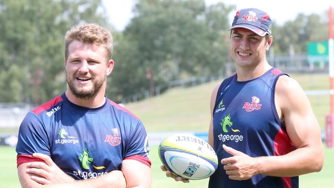 James Slipper (left) and Rob Simmons were once Reds teammates. Picture: Jono Searle.