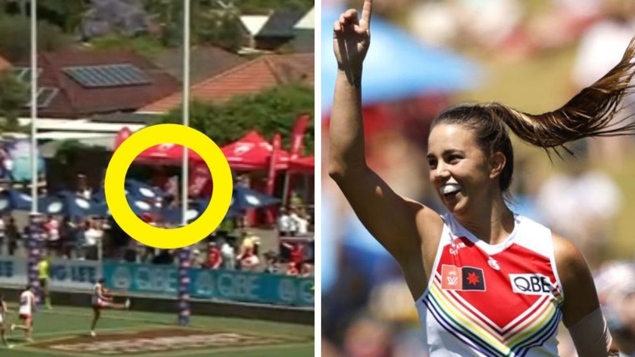 ‘No way’: Footy fans up in arms at optical illusion as Swans keep AFLW finals dream alive