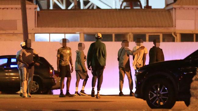 Youths gather in a carpark in St Kilda. Picture: Mark Stewart