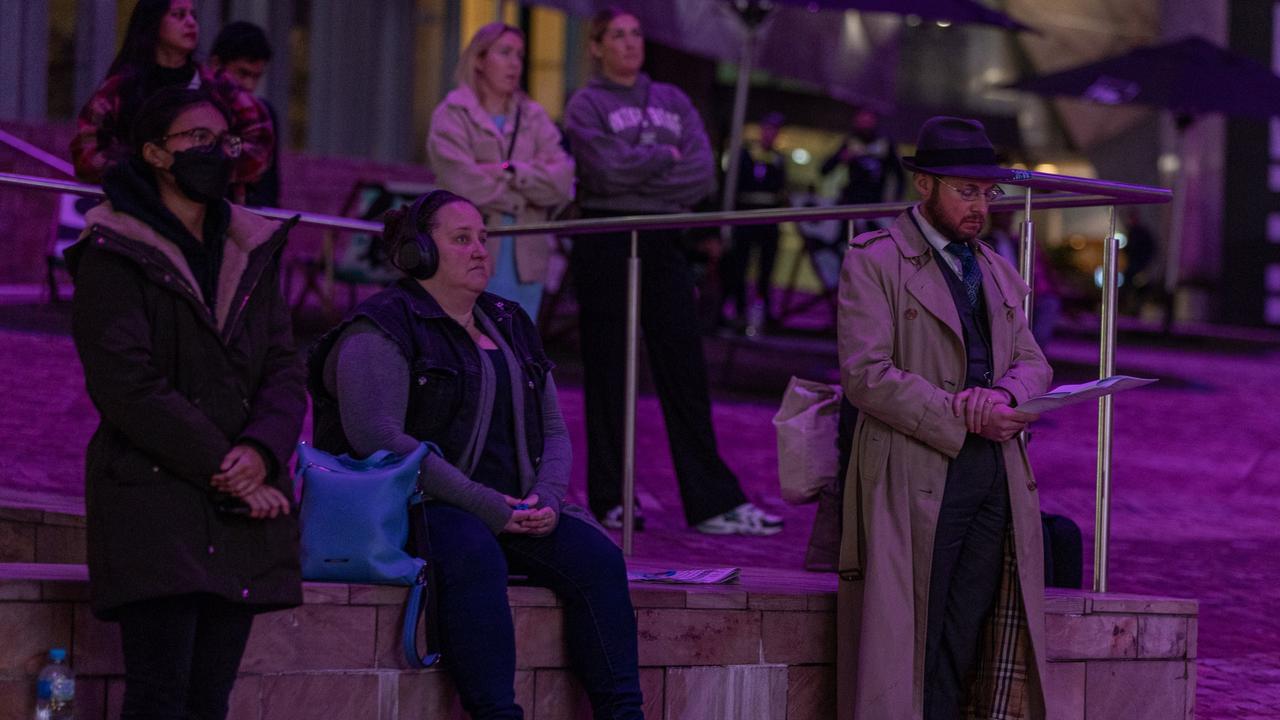 Melbourne, Australia: Aussies, young and old, watch the funeral service of Queen Elizabeth II at Federation Square. Picture: Getty Images