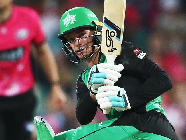 Stars' Peter Handscomb sweeps during BBL match Sydney Sixers v Melbourne Stars at the SCG. Picture. Phil Hillyard