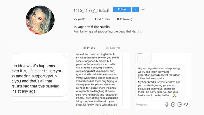 The Instagram account set up to show support for the Nassifs. Picture: Instagram