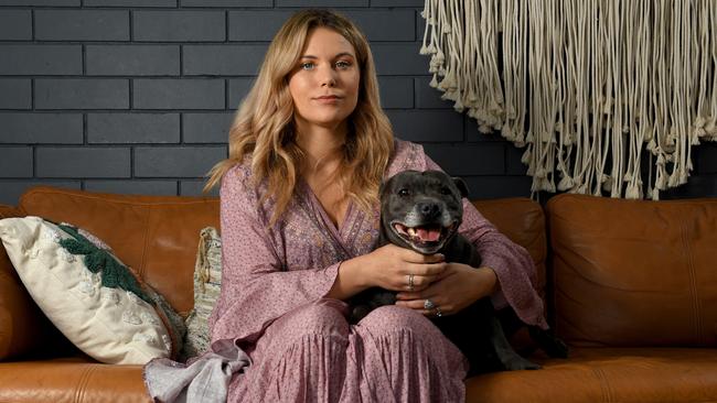 Lauren Ralp with her dog, Angel. Picture: Tricia Watkinson