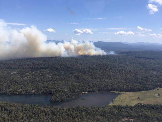 A dangerous fire is heading towards Central Highlands communities. February 22, 2024. Picture: Tasmania Fire Service