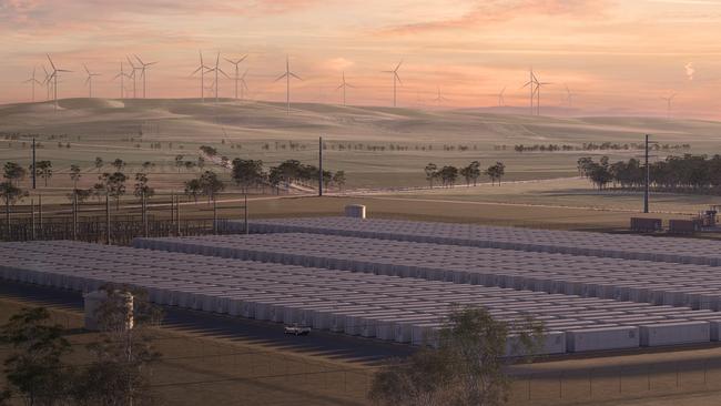 Artist's impression of the Barn Hill wind farm and battery project proposed near Red Hill. Green energy projects are expected to be a main driver of jobs growth in Adelaide. Picture: Supplied by AGL