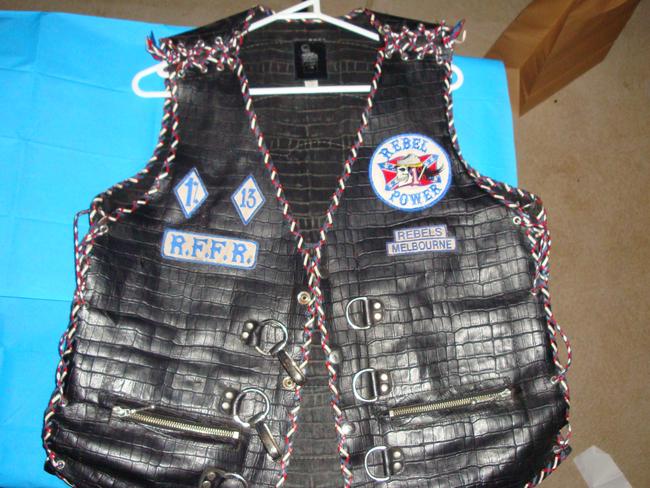 A Rebels bikie uniform belonging to Bruce.