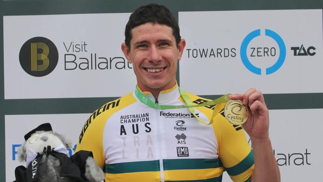 Darren Hicks jubilates after his win in Buninyong on Saturday. Picture: Supplied.