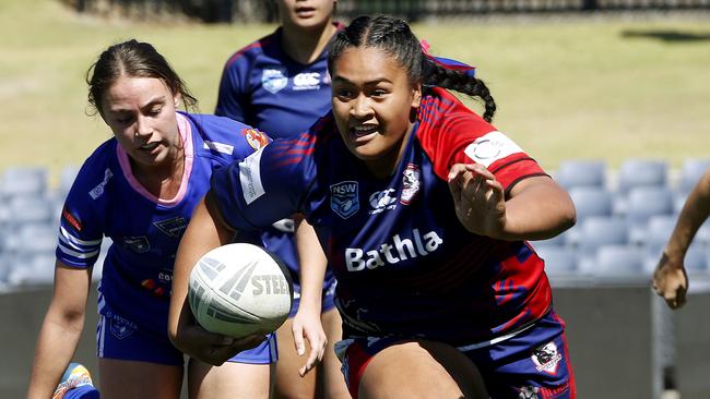 Collegians’ Fanaafi Fauese charges away from the pack. Picture: John Appleyard