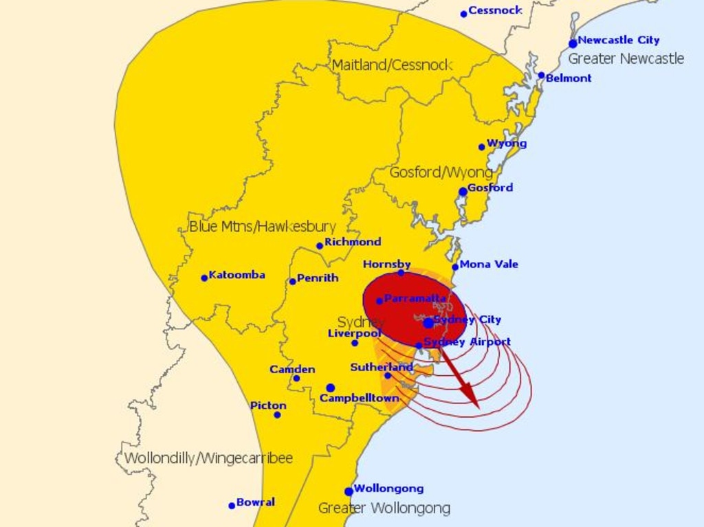 A storm is heading over Sydney. Picture: BOM