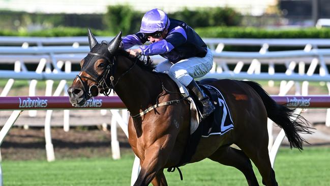 Mighty Ulysses wins the Brisbane Mile Handicap. Picture: Picture: Grant Peters/Trackside Photography.