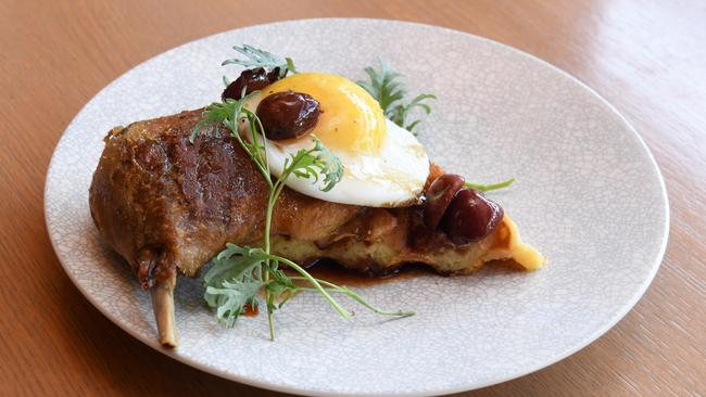 Hotel Centennial’s confit duck waffles.