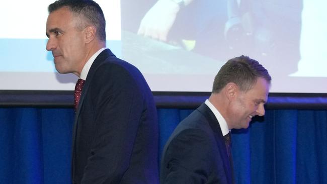 Premier Peter Malinauskas and Treasurer Stephen Mullighan at Thursday’s state budget lockup. Picture: NewsWire / Dean Martin