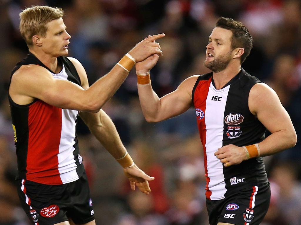 Schneider believes senior players like Nick Riewoldt play an important role in clubs rebuilding phase. Picture: Michael Willson/AFL Media/Getty Images