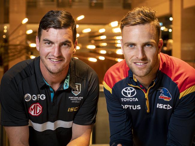 Advertiser Foundation AFL season launch, Hilton Hotel - PortsTom Rockliff with Crows brodie Smith, Tuesday March 3, 2020 - pic AAP/MIKE BURTON