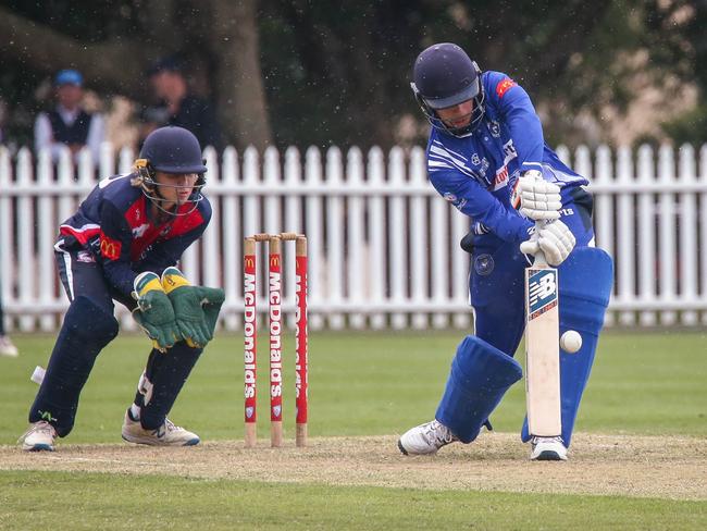 Bankstown’s Daniel Louka with the bat in round 1. Photo: Kate Zarifeh