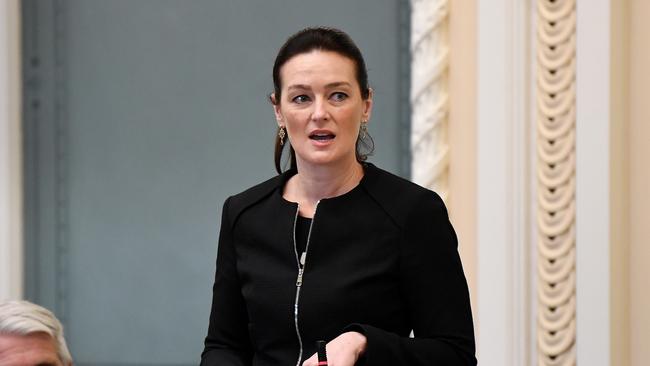 Queensland Minister for Children and Youth Justice Leanne Linard speaks during Question Time at Parliament House. Picture: Dan Peled