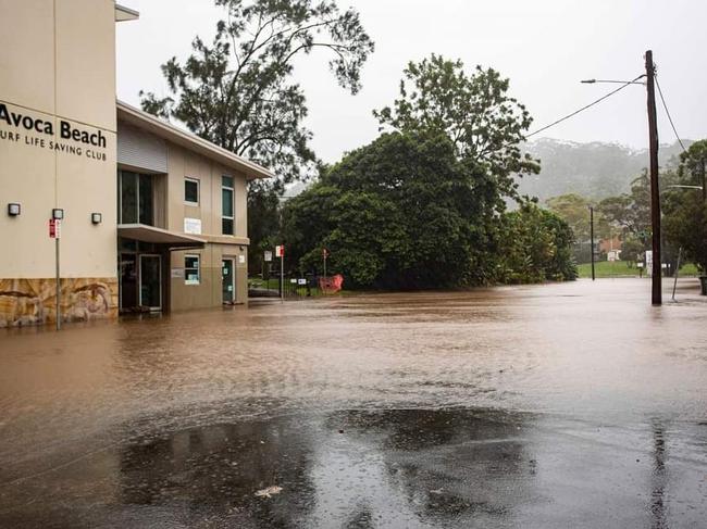 The carpark of Avoca Beach Surf Life Saving Club on Thursday afternoon. Picture: Facebook