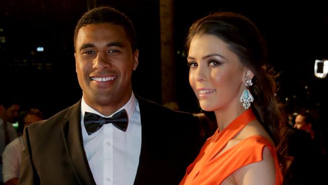 Michael Jennings with his former partner Kirra Wilden at the Dally M Awards. Picture Gregg Porteous