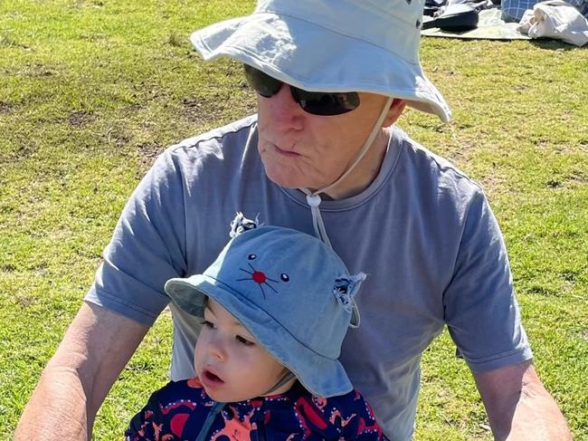 Mr Hanley with his grandson Hudson. Doctors say he was potentially weeks away from a massive heart attack.