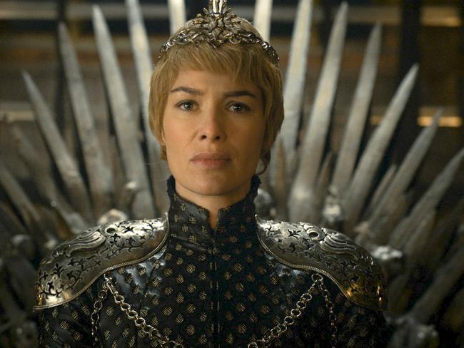 Lena Headey as Cersei Lannister sits on the iron throne in a scene from Game of Thrones. Picture: HBO