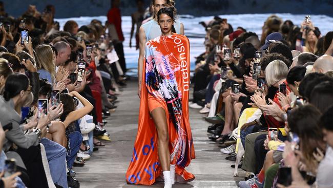 A model walks the runway during the Alix Higgins show during Australian Fashion Week. Picture: Getty Images