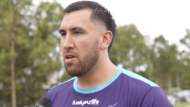 Melbourne Storm's Nelson Asofa-Solomona returned to training with the club on Thursday at AAMI Park., ,