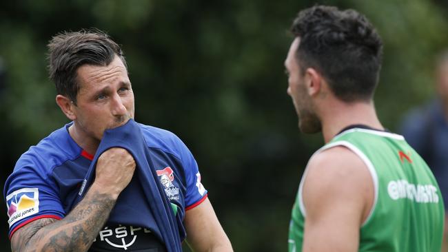 Star Newcastle signing Mitchell Pearce chats with Brock Lamb.