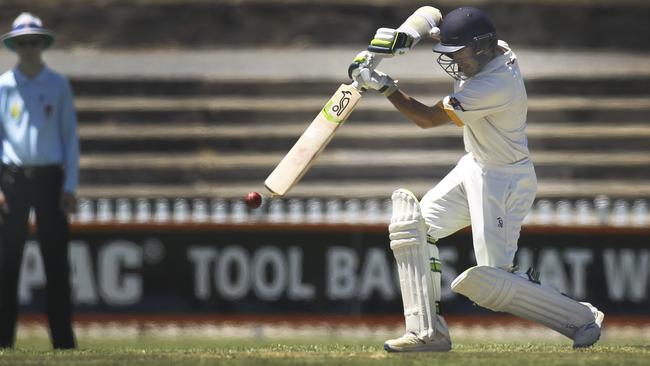 West Torrens rising star Bailey Capel in action during a Premier Cricket match last December. Picture: Dean Martin