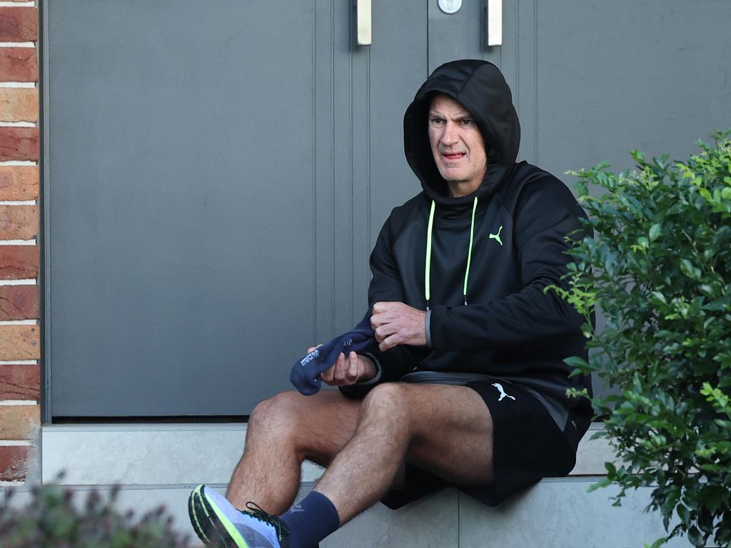 Arthur out for an early morning run after being sacked following crisis talks with Parramatta bosses. Picture: Rohan Kelly