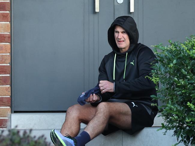 Arthur out for an early morning run after being sacked following crisis talks with Parramatta bosses. Picture: Rohan Kelly