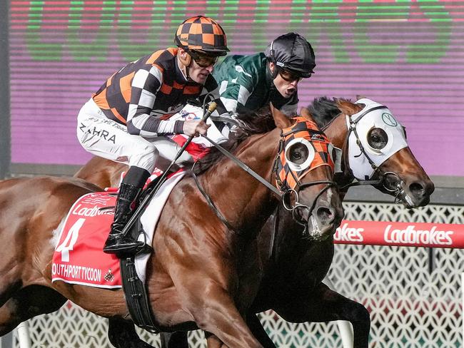 Southport Tycoon ridden by Mark Zahra wins the Ladbrokes Manikato Stakes at Moonee Valley Racecourse on September 27, 2024 in Moonee Ponds, Australia. (Photo by George Salpigtidis/Racing Photos via Getty Images)