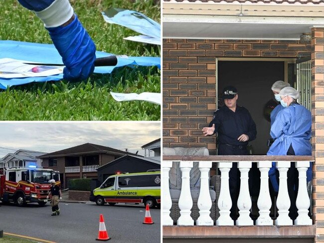 Police on the scene of a stabbing at a home at Grange, in Brisbane's inner north.