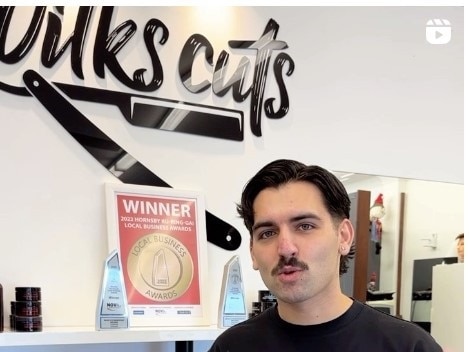 Bromley Wilks, 22, a barber from Berowra, who was convicted in Manly Local Court on October 5, 2023, of assaulting an Uber driver at Crows Nest. Picture: Instagram (Wilks Cuts Barbershop Berowra)