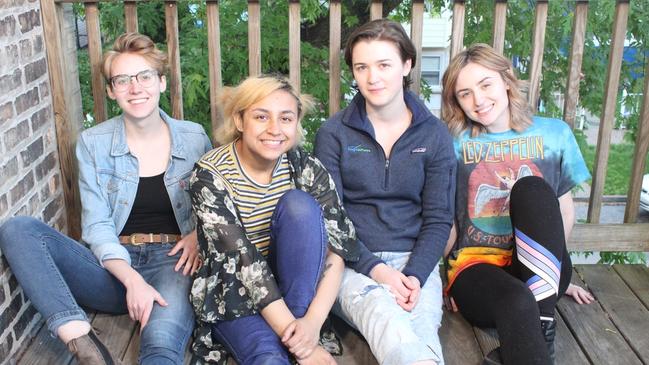 No longer trans boys: Dagny, Jesse, Chiara and Helena from the US-based group Pique Resistance Project. Picture: Supplied