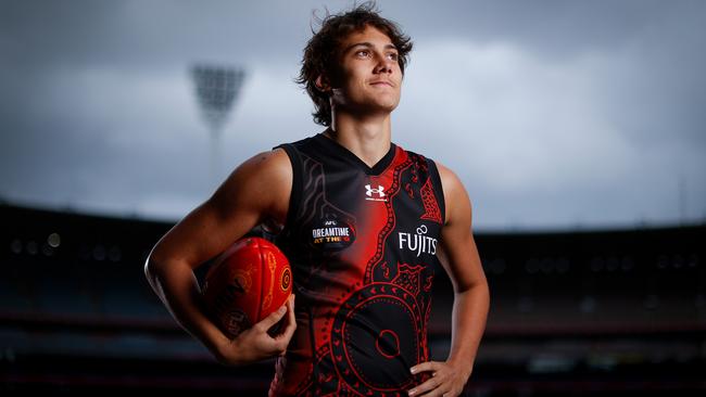 Could Tex Wanganeen be the answer to the Bombers’ small forward woes? Picture: Michael Willson/AFL Photos via Getty Images