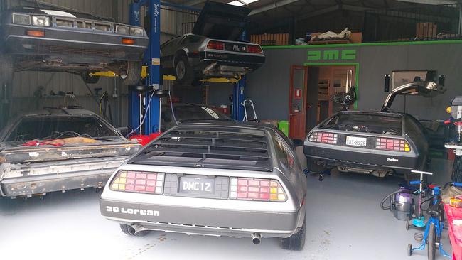 The DeLorean Dynamics workshop before truck crashed into it.